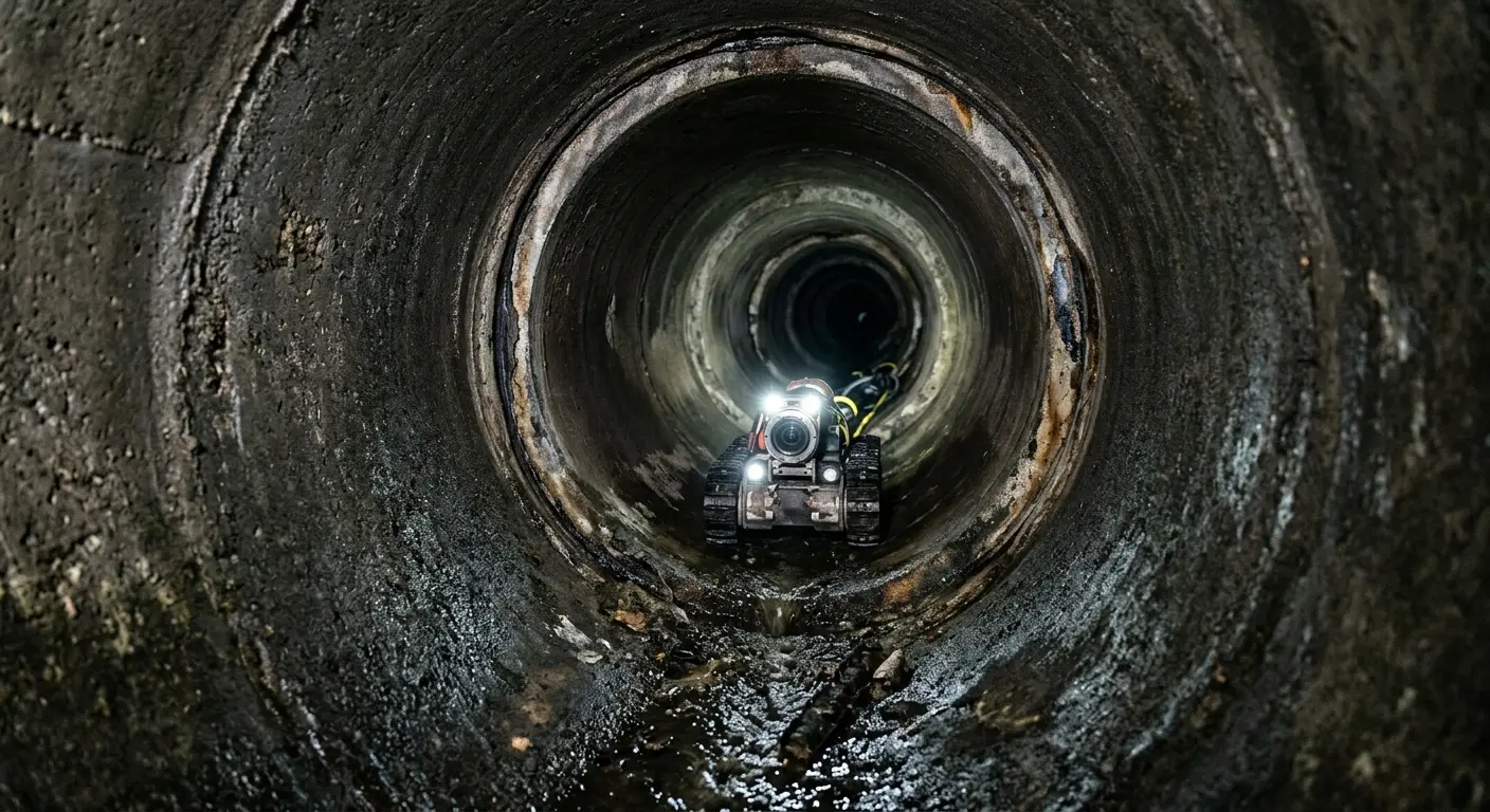Robotic sewer camera inspecting pipe interior for Drain Snake Service in Ulysses